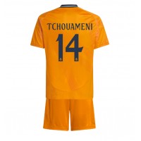 Real Madrid Aurelien Tchouameni #14 Vieras Peliasu Lasten 2024-25 Lyhythihainen (+ Lyhyet housut)